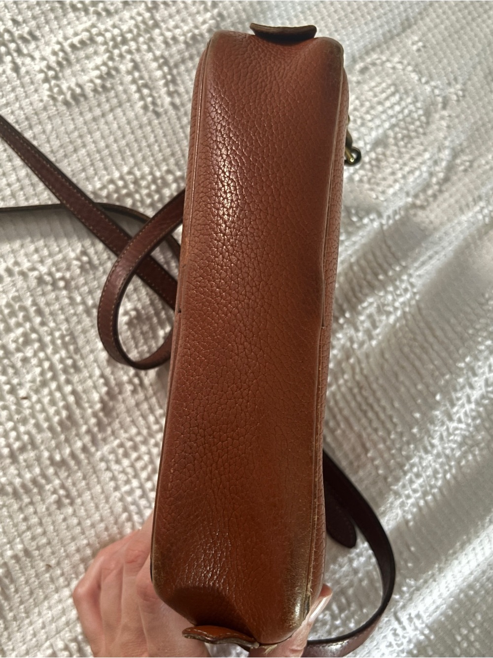 Vintage ‘90s Dooney & Bourke Crossbody Cognac Orange Brown Leather Purse - Picture 5 of 13